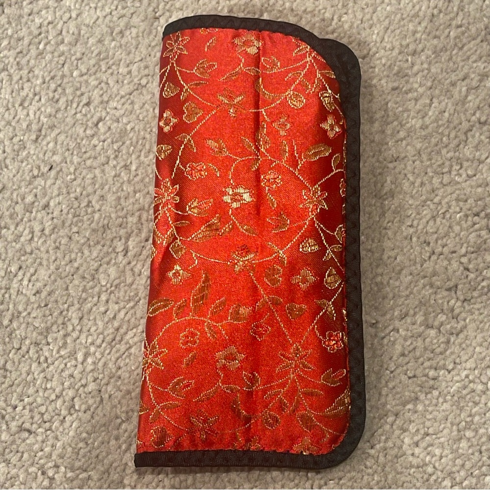 Oriental Japanese Red Floral Soft-Case Glasses Case